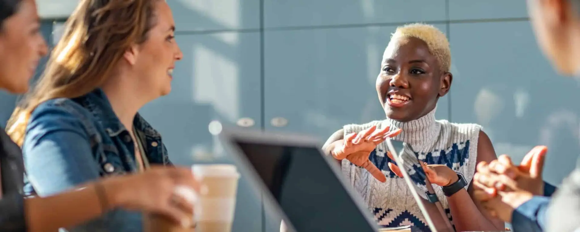 Woman talking during a meeting