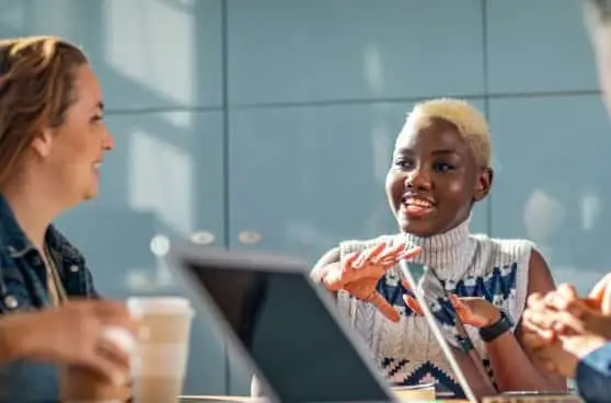 Woman talking during a meeting